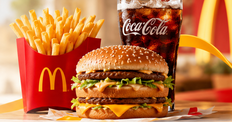 McDonald's fries, burger and drink